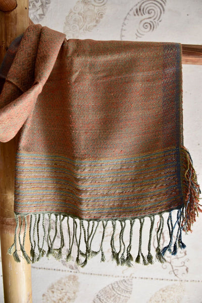 Handwoven, Naturally Dyed Pure Silk Stole - Brown and Grey