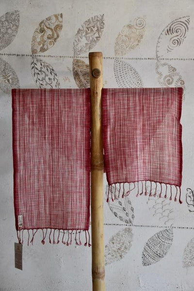 Handwoven, Naturally Dyed Pure Wool Scarf - Red