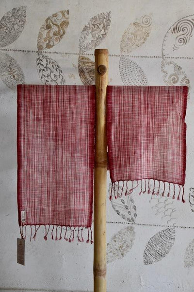 Handwoven, Naturally Dyed Pure Wool Scarf - Red