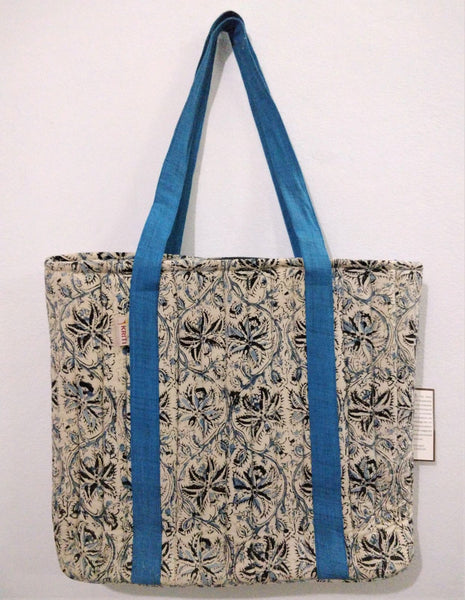 Quilted Laptop Bag (Blue)- Created by Women Artisans