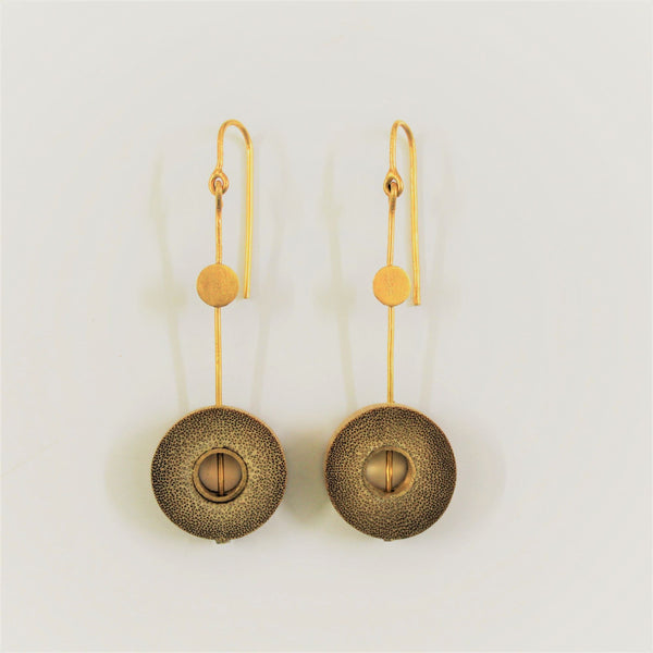 Rhea Handcrafted Gold Earrings (RG-3) in Bamboo and Gold-plated Brass