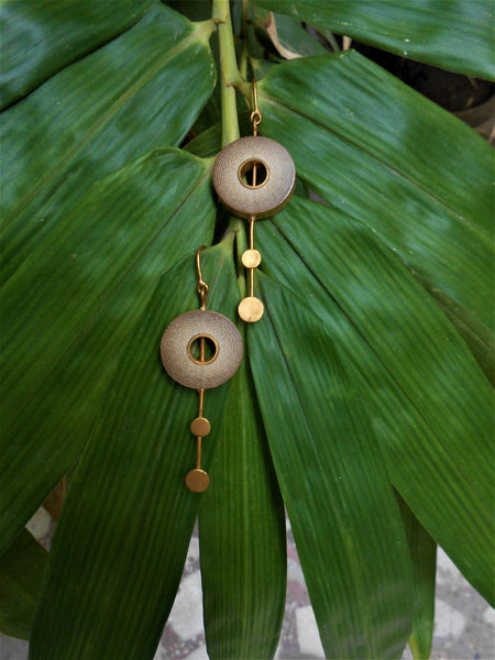 Rhea Handcrafted Gold Earrings (RG-5) in Bamboo and Gold-plated Brass