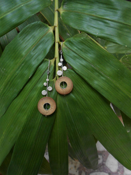 Rhea Handcrafted Silver Earrings (RS-2) in Bamboo and Silver