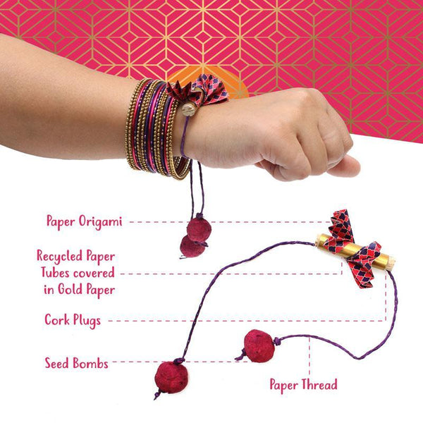 Eco-Friendly Rakhi Box Set with 2 Adult Plantable Seed Rakhis and 1 Plantable Seed Lumba