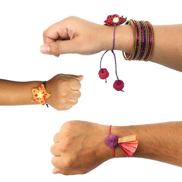 Eco-Friendly Rakhi Box Set with 2 Plantable Seed Rakhis (1 Adult + 1 Kid), 1 Plantable Seed Lumba