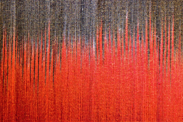 Set of Handwoven Hibiscus Fibre Runner and 6 Placemats (Red and Black)