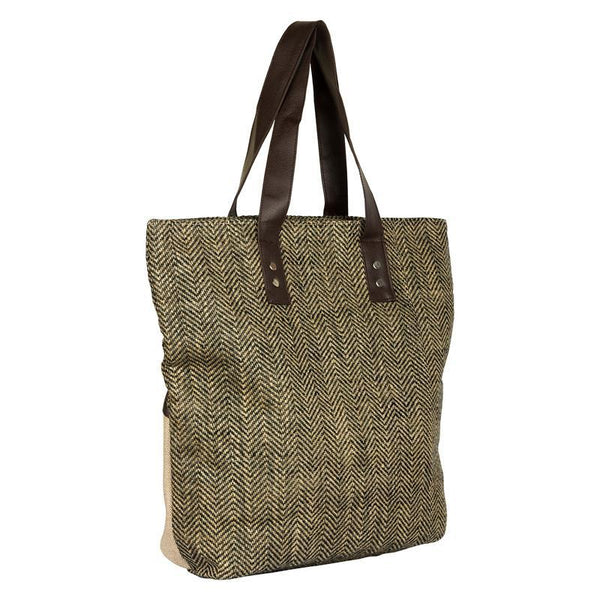 Herringbone Jute Tote Bag Made by Women Artisans - Large