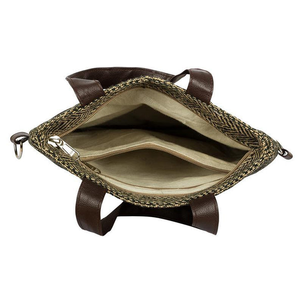 Herringbone Jute Tote Bag Handmade by Women Artisans - Small