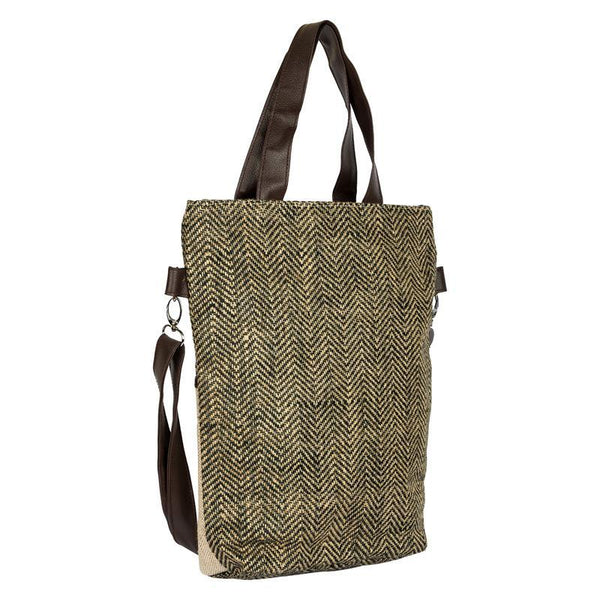 Herringbone Jute Tote Bag Handmade by Women Artisans - Small