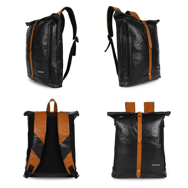 Upcycled Roll Down Unisex Laptop Backpack