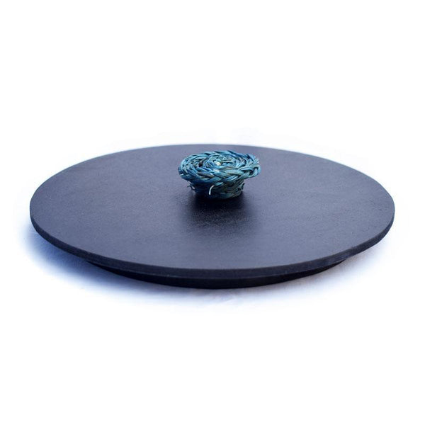 Handcrafted Natural Fibre Roti Box With Wooden Lid - Blue
