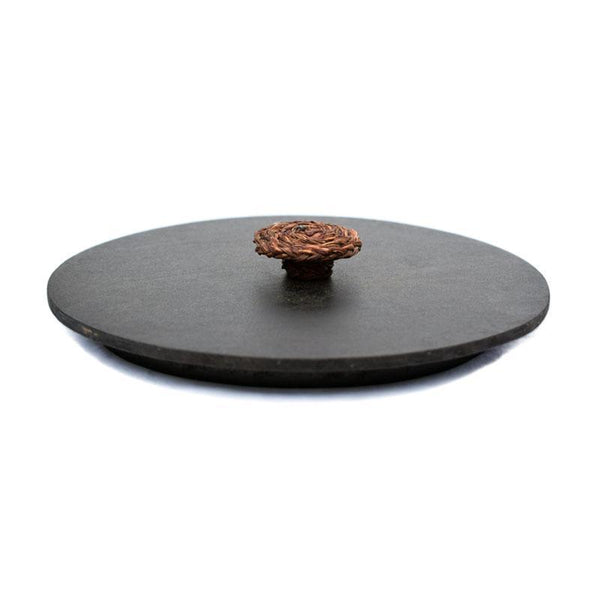 Handcrafted Natural Fibre Roti Box With Wooden Lid - Brown