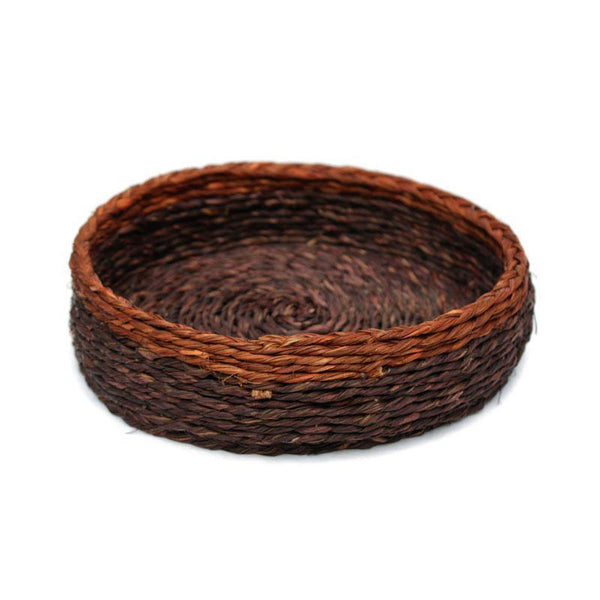 Handcrafted Natural Fibre Roti Box With Wooden Lid - Brown