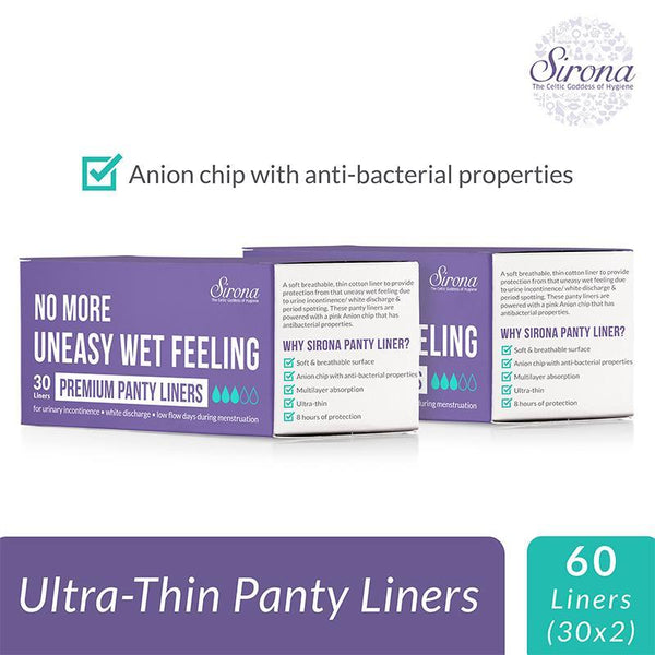 SIRONA Ultra-Thin Premium Panty Liners (Regular Flow)  30 Counts
