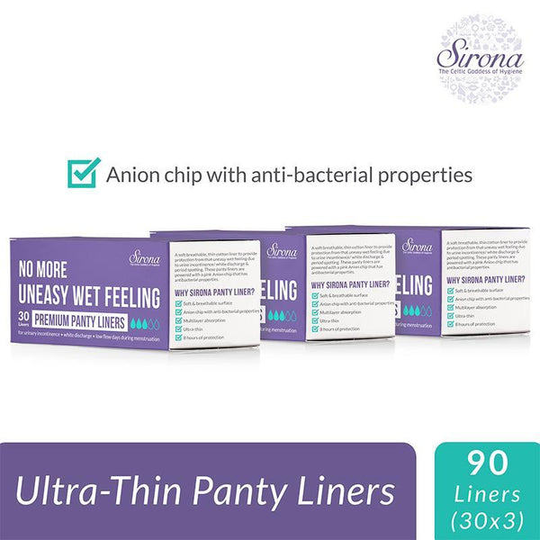 SIRONA Ultra-Thin Premium Panty Liners (Regular Flow)  30 Counts