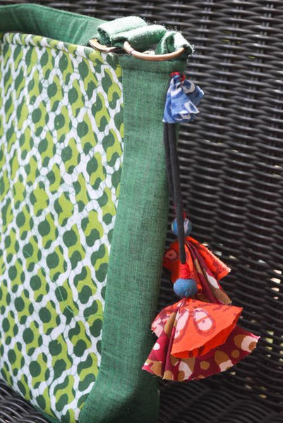Cotton Sling Bag - Green and White