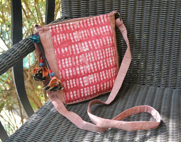 Cotton Sling Bag - Pink and White