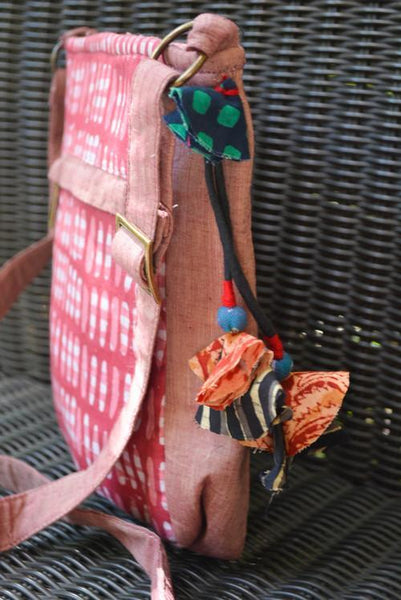Cotton Sling Bag - Pink and White