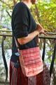 Cotton Sling Bag - Pink and White