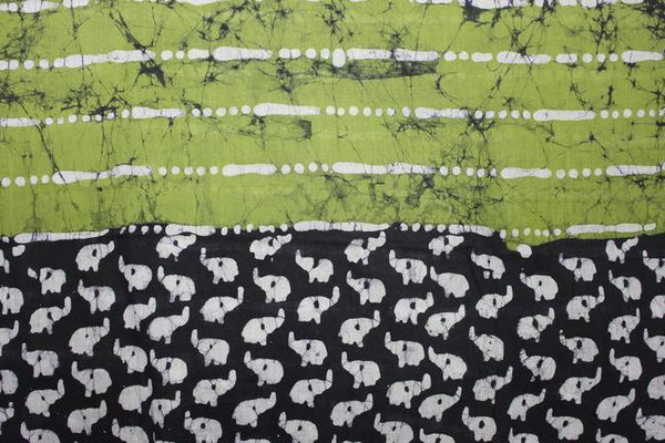 Cotton Mul HandBlock Printed Batik Stole - Black and Green (COSTELE-GRBL 2)