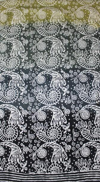 Cotton Mul HandBlock Printed Batik Stole - Black and Green (COSTSHHP-BLGR)