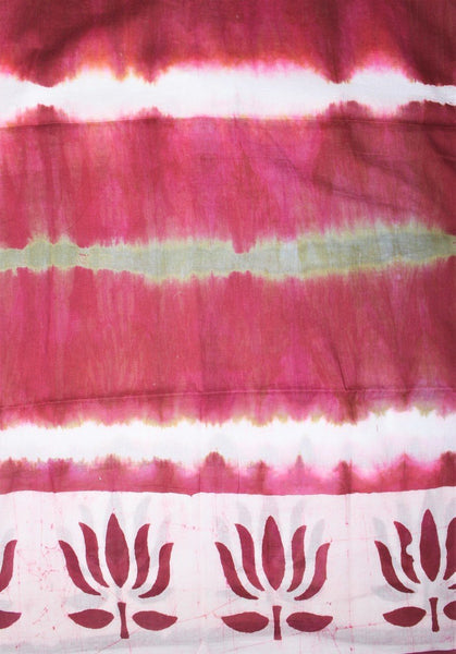Cotton Mul HandBlock Printed Batik Stole - Wine, White and Olive (COSTTDLO-PKKH)