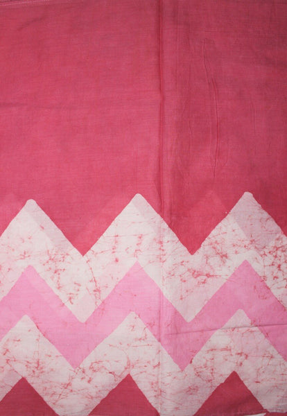 Cotton Mul HandBlock Printed Batik Stole - Pink and White (COSTZGZG-PKWH)