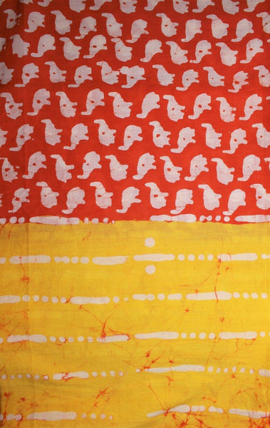 Cotton Mul HandBlock Printed Batik Stole - Yellow and Orange (COSTELE-ORYE 3)