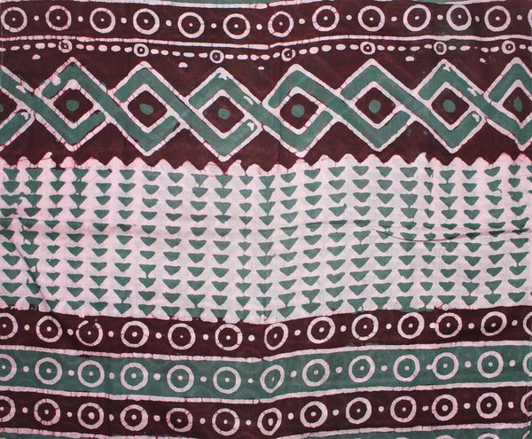Cotton Mul HandBlock Printed Batik Stole - Red and Green (COSTHOAB-WITE)
