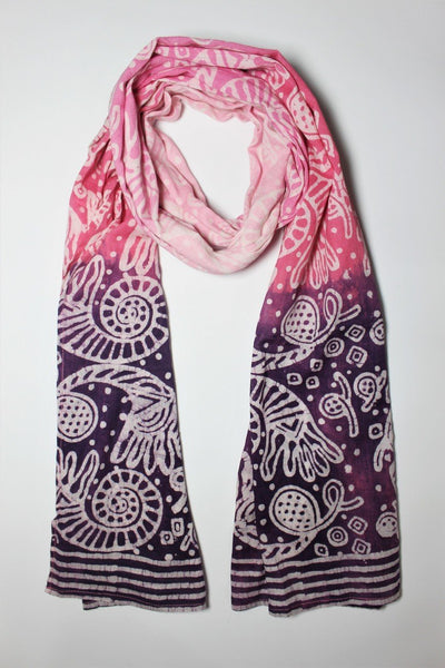 Cotton Mul HandBlock Printed Batik Stole - Pink and Purple (COSTSHHP-PKPU)