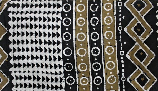 Cotton Mul HandBlock Printed Batik Stole - Black & Olive (COSTHOAB-BLOL)