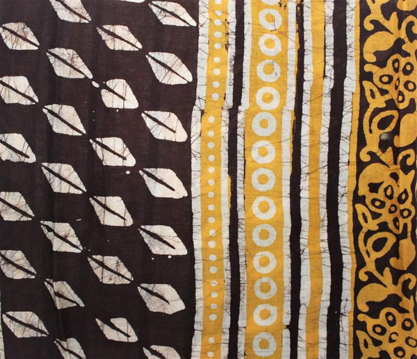 Cotton Mul HandBlock Printed Batik Stole - Brown and Yellow (COSTHOBO-BRYE)
