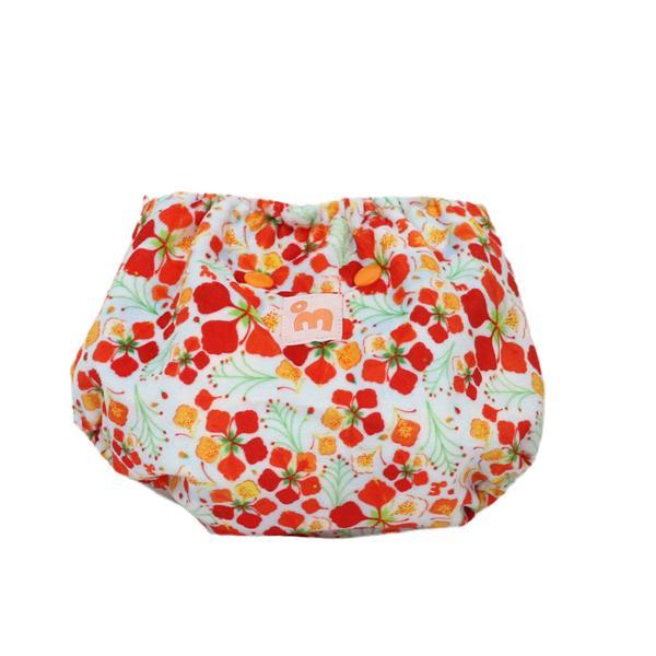 Reusable, Supersoft Cover Diaper 'Easy Tabs' with 1 Dry-Feel Organic Cotton Soaker (Inserts) - Gulmohar