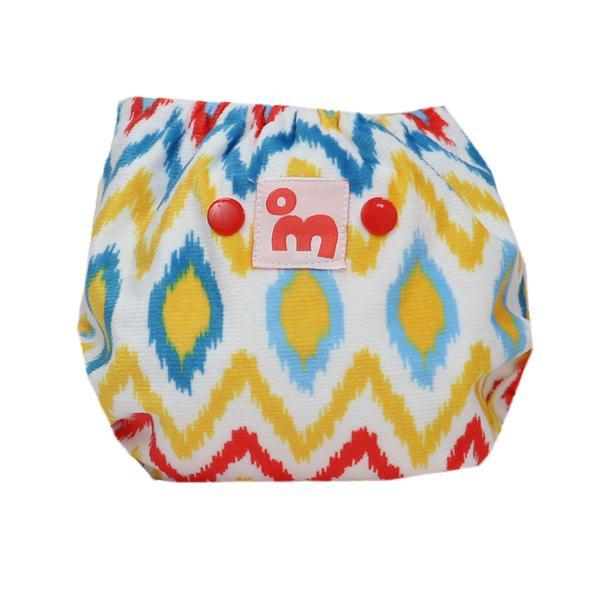 Reusable, Supersoft Cover Diaper 'Easy Tabs' with 1 Dry-Feel Organic Cotton Soaker (Inserts) - Ikat Chevron