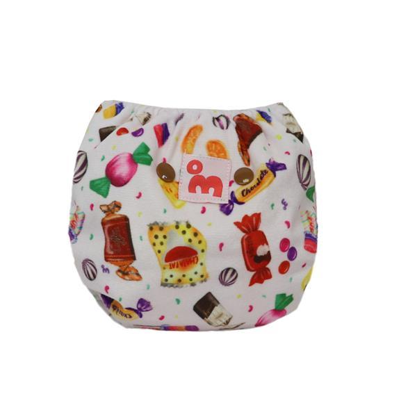 Reusable, Supersoft Cover Diaper 'Easy Tabs' with 1 Dry-Feel Organic Cotton Soaker (Inserts) - Sugar Rush