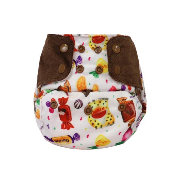 Reusable, Supersoft Cover Diaper 'Easy Tabs' with 1 Dry-Feel Organic Cotton Soaker (Inserts) - Sugar Rush