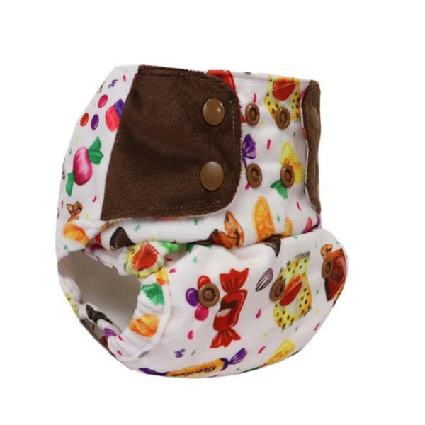 Reusable, Supersoft Cover Diaper 'Easy Tabs' with 1 Dry-Feel Organic Cotton Soaker (Inserts) - Sugar Rush