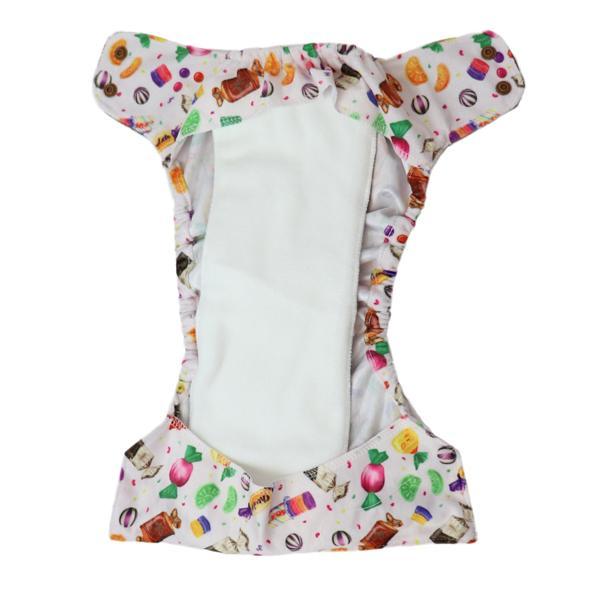 Reusable, Supersoft Cover Diaper 'Easy Tabs' with 1 Dry-Feel Organic Cotton Soaker (Inserts) - Sugar Rush