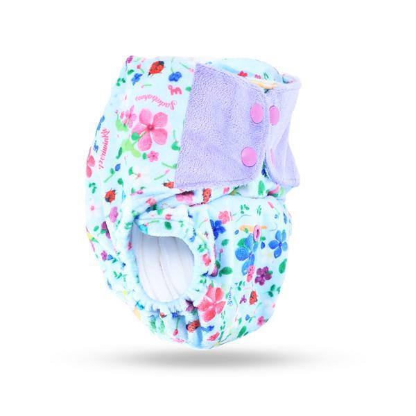 Reusable, Supersoft Cover Diaper 'Easy Tabs' with 1 Dry-Feel Organic Cotton Soaker (Inserts) - Periwinkle