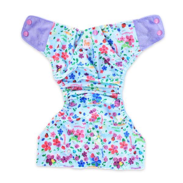 Reusable, Supersoft Cover Diaper 'Easy Tabs' with 1 Dry-Feel Organic Cotton Soaker (Inserts) - Periwinkle