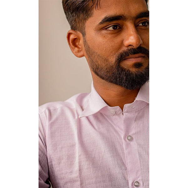 Men's Handwoven Khadi Half Sleeve Shirt - Lavender