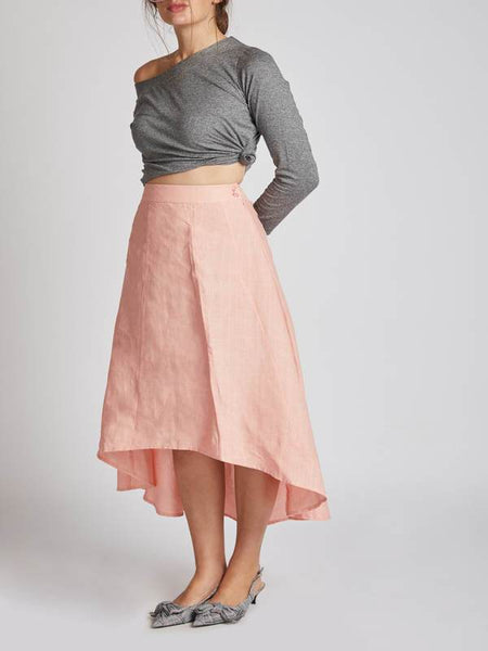 Women's Natural Hemp High Low Skirt - Peach