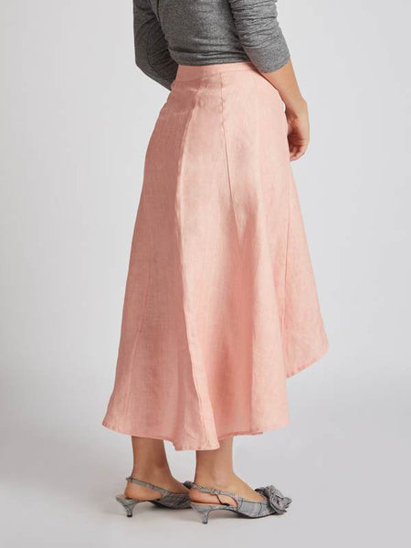 Women's Natural Hemp High Low Skirt - Peach