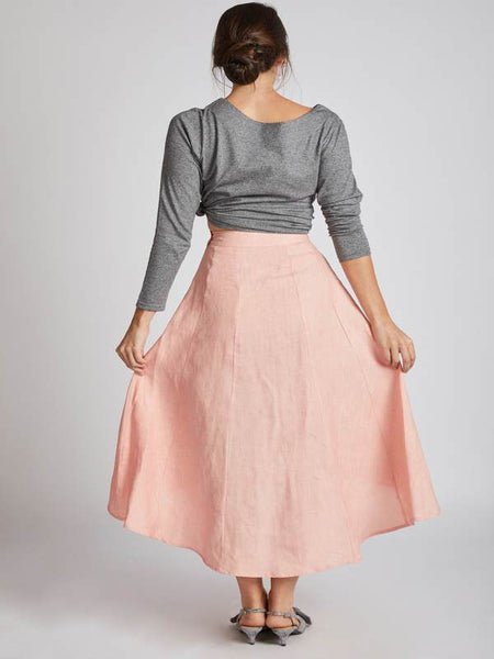 Women's Natural Hemp High Low Skirt - Peach