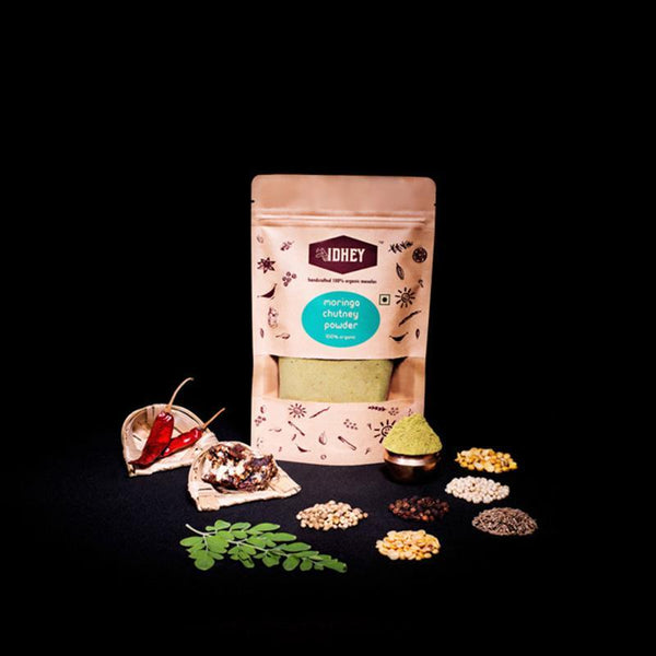 Combo Pack of 3 Organic Powders - Moringa + Curry + Sambar Powder, 100g each