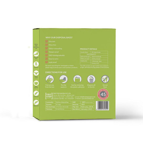 Biodegradable Sanitary and Diapers Disposal Bag - 45 Bags