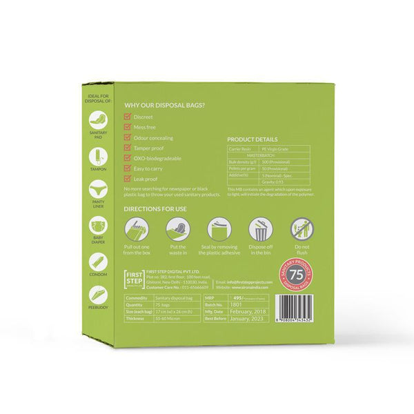 Biodegradable Sanitary and Diapers Disposal Bag - 75 Bags