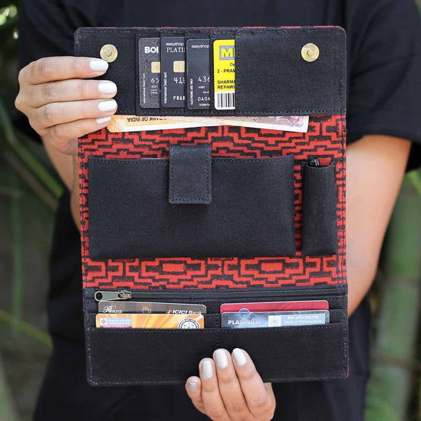 Handcrafted Scarlet Maze Wallet