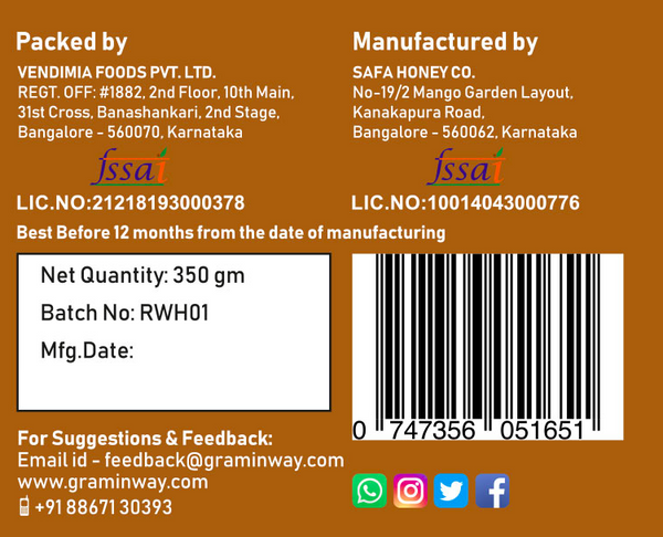 Raw Wild Honey, 350gms