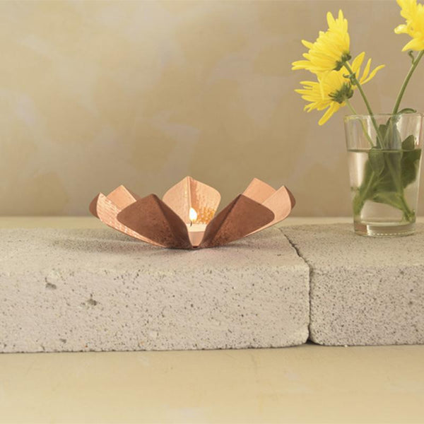 Copper Sepiole Tealight Holder Handcrafted by Traditional Artisans